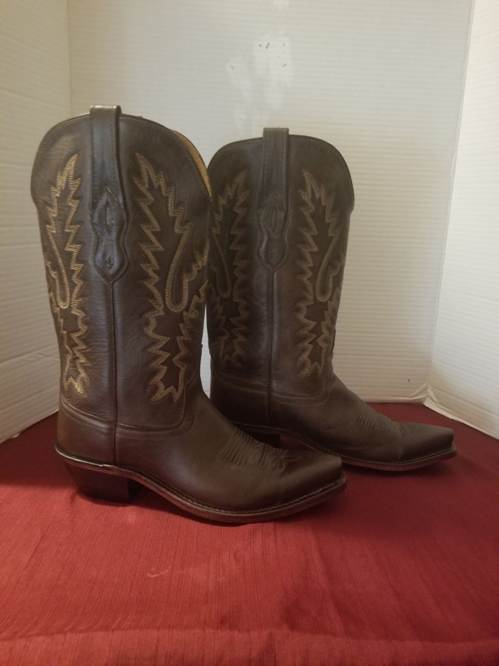 Old West Dark Brown Embroidered Cowboy Boots Women's 7B